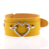 Silver Color Heart Wide Cuff Bangle Leather Gothic Punk Bracelet-Bracelet-Innovato Design-Yellow-Innovato Design