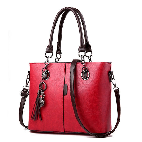 Leather Tassel Crossbody Bag, Shoulder Bag and Handbag-Handbags-Innovato Design-Wine Red-Innovato Design