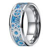 Blue & Silver Carbon Fiber with Gear Inlay Tungsten Matching Wedding Ring Set-Couple Rings-Innovato Design-6-5-Innovato Design