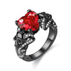 Skull, Cubic Zirconia and Heart Crystal Punk Wedding Ring