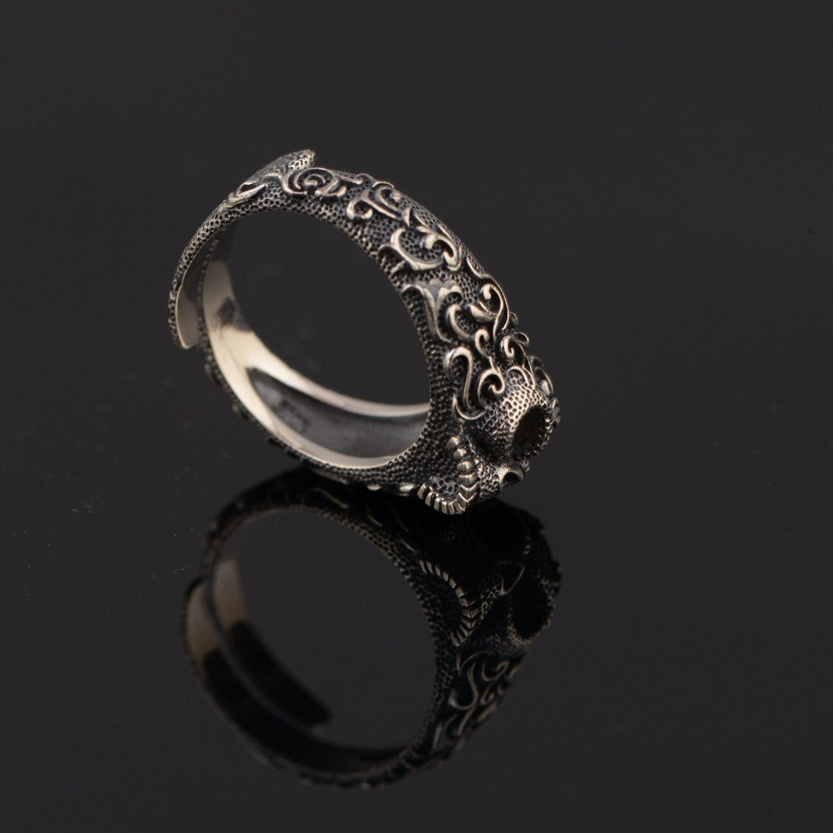 Gothic Punk Skull 925 Sterling Silver Resizable Vintage Ring-Rings-Innovato Design-Innovato Design