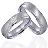 Polished White Gold and Brushed Silver Cubic Zirconia Stainless Steel Wedding Ring Set-Couple Rings-Innovato Design-7-5-Innovato Design