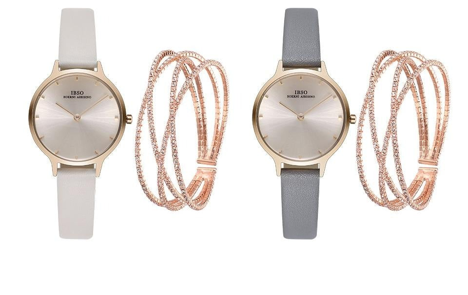 Quartz Watch and Adjustable Multilayer Crystal Bracelet Jewelry Set-Jewelry Sets-Innovato Design-California-Innovato Design