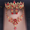 Baroque Vintage Gold Red Crystal and Rhinestone Tiara, Necklace & Earrings Wedding Jewelry Set-Jewelry Sets-Innovato Design-Innovato Design