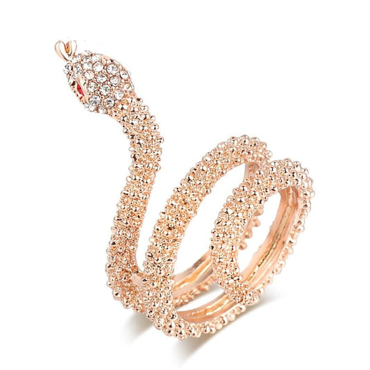 Rose Gold Snake Crystal 316L Stainless Steel Vintage Ring-Rings-Innovato Design-9-Innovato Design