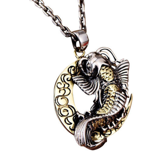 Thai Moon and Fish 925 Sterling Silver Pendant-Necklaces-Innovato Design-Innovato Design