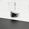 Square Cracked Black Turquoise Stone 925 Sterling Silver Adjustable Vintage Ring