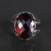 Multifaceted Red Cubic Zirconia 925 Sterling Silver Vintage Wedding Ring