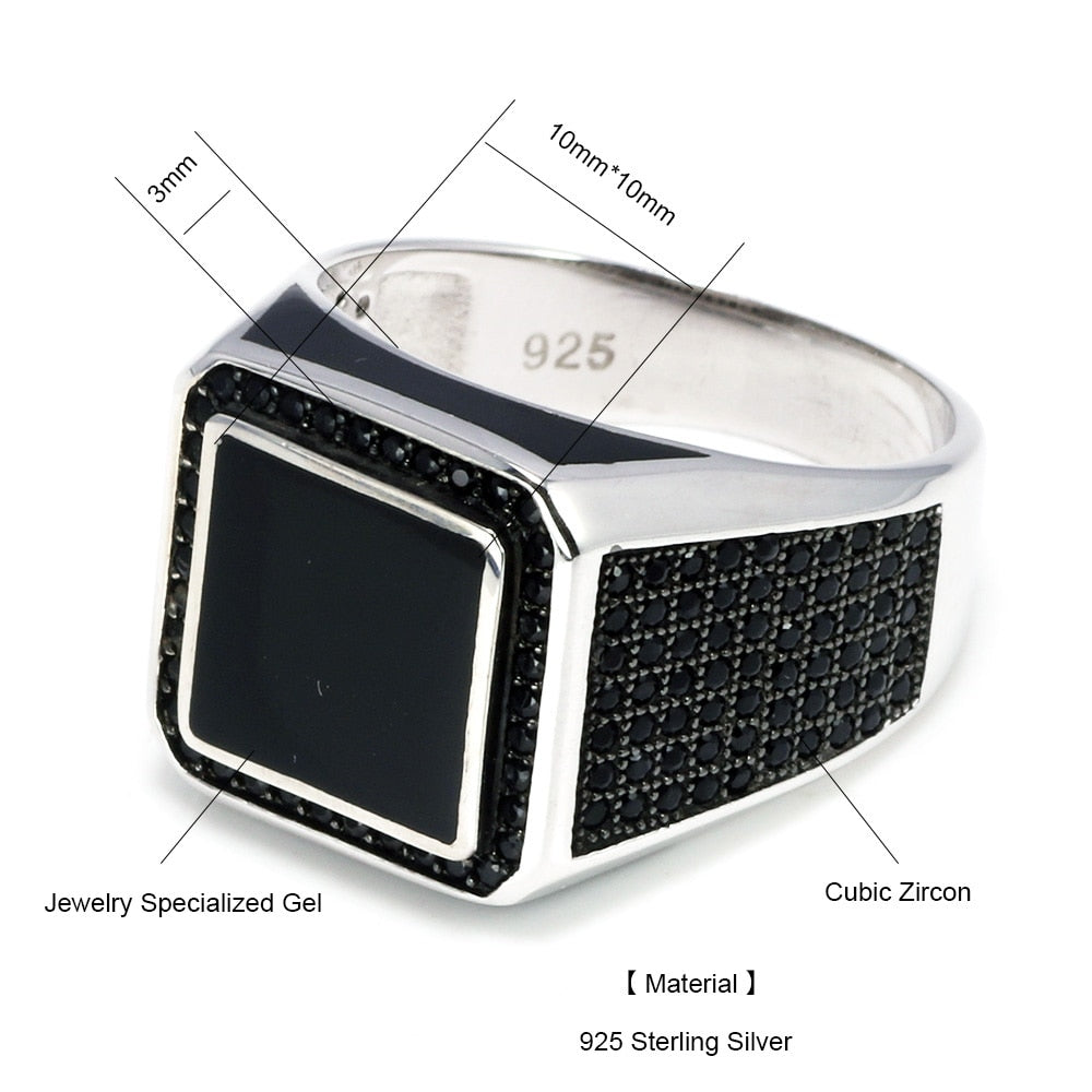 Specialized Gel and Micro-Paved Black Cubic Zirconia 925 Sterling Silver Biker Ring-Rings-Innovato Design-7-Innovato Design