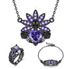 Skull, Crystal and Cubic Zirconia Necklace, Bracelet & Ring Wedding Jewelry Set