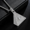 Cubic-Zirconia-Studded Pyramid Eye Bling Hip-hop Pendant Necklace-Necklaces-Innovato Design-Silver-4mm Tennis-24inch-Innovato Design