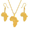 Gold-Plated Africa Map Pendant Necklace and Earrings Jewelry Set