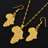 Gold-Plated Africa Map Pendant Necklace and Earrings Jewelry Set-Necklaces-Innovato Design-17.72in-Innovato Design