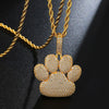 Cubic Zirconia Studded Bear Paw Bling Hip-hop Pendant Necklace-Necklaces-Innovato Design-Gold-4mm Rope-24inch-Innovato Design