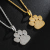 Cubic Zirconia Studded Bear Paw Bling Hip-hop Pendant Necklace-Necklaces-Innovato Design-Gold-4mm Rope-24inch-Innovato Design