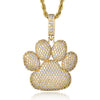 Cubic Zirconia Studded Bear Paw Bling Hip-hop Pendant Necklace-Necklaces-Innovato Design-Gold-4mm Rope-24inch-Innovato Design