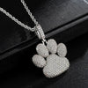 Cubic Zirconia Studded Bear Paw Bling Hip-hop Pendant Necklace-Necklaces-Innovato Design-Gold-4mm Rope-24inch-Innovato Design