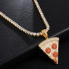 Micro Paved Cubic-Zirconia-Studded Pizza Bling Hip-hop Pendant Necklace-Necklaces-Innovato Design-Gold-6mm Cuban Chain-20inch-Innovato Design