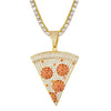 Micro Paved Cubic-Zirconia-Studded Pizza Bling Hip-hop Pendant Necklace-Necklaces-Innovato Design-Gold-4mm Tennis Chain-24inch-Innovato Design