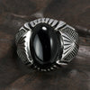 Natural Black Onyx Stone 925 Sterling Silver Antique Ring-Rings-Innovato Design-7-Innovato Design