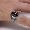 Natural Black Onyx Stone 925 Sterling Silver Antique Ring-Rings-Innovato Design-7-Innovato Design