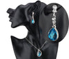 Austrian Crystal Flame Necklace, Bracelet & Earrings Fashion Jewelry Set-Jewelry Sets-Innovato Design-Ocean Blue-Innovato Design