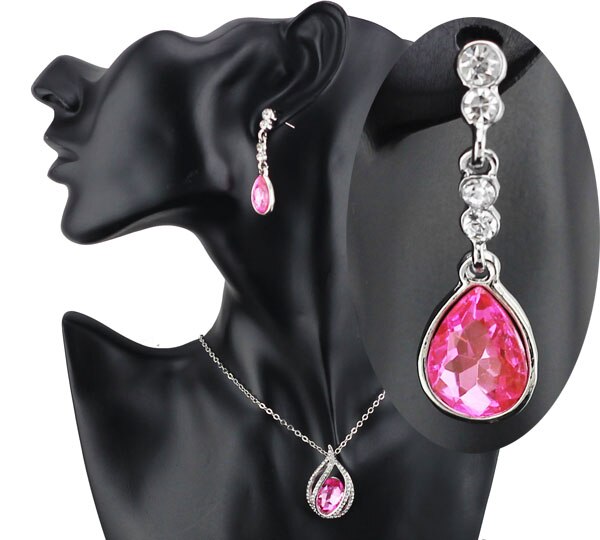 Austrian Crystal Flame Necklace, Bracelet & Earrings Fashion Jewelry Set-Jewelry Sets-Innovato Design-Ocean Blue-Innovato Design