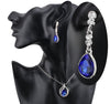 Austrian Crystal Flame Necklace, Bracelet & Earrings Fashion Jewelry Set-Jewelry Sets-Innovato Design-Ocean Blue-Innovato Design