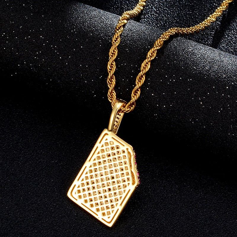 Cubic-Zirconia-Studded Ice Cream Bling Hip-hop Pendant Necklace-Necklaces-Innovato Design-Gold-4mm Tennis-20in-Innovato Design
