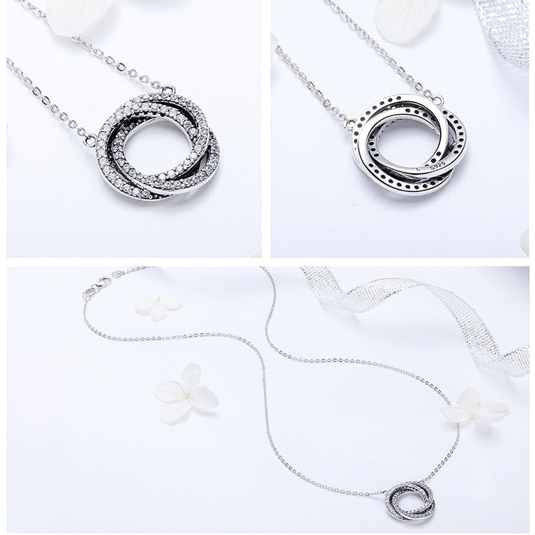Triple Lucky Circle 925 Sterling Silver Fashion Pendant Necklace-Necklaces-Innovato Design-Innovato Design