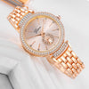 Women Rose Gold Rhinestone Steel Band Quartz Watch and Bracelets Jewelry Set-Jewelry Sets-Innovato Design-Innovato Design