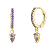 Cubic Zirconia Water Drop Round 925 Sterling Silver Earrings-Earrings-Innovato Design-Gold Purple-Innovato Design