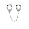 Double-Sided Cubic Zirconia Handcuffs 925 Sterling Silver Link Chain Loop Earrings-Earrings-Innovato Design-Silver-Innovato Design