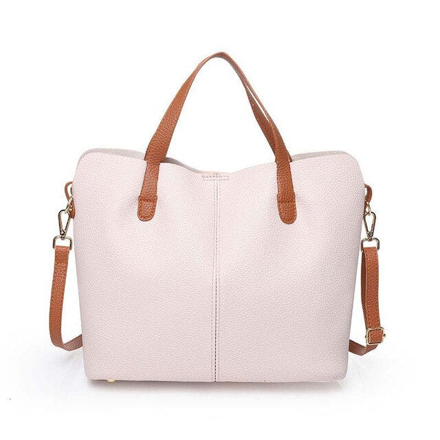 Fashion Leather Tote Bag, Crossbody Bag, Shoulder Bag and Handbag-Handbags-Innovato Design-Beige-Innovato Design