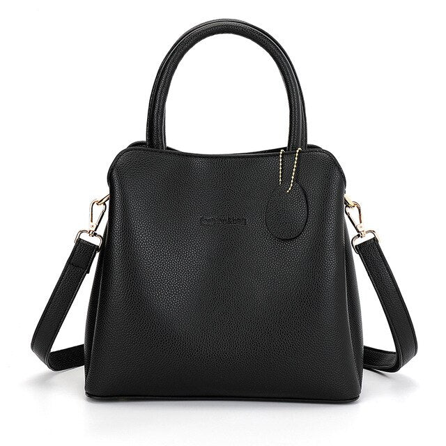 Large Capacity Luxury Designer Vintage Casual Leather Tote Bag, Shoulder Bag and Handbag-Handbags-Innovato Design-Black-Innovato Design