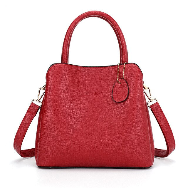 Large Capacity Luxury Designer Vintage Casual Leather Tote Bag, Shoulder Bag and Handbag-Handbags-Innovato Design-Red-Innovato Design