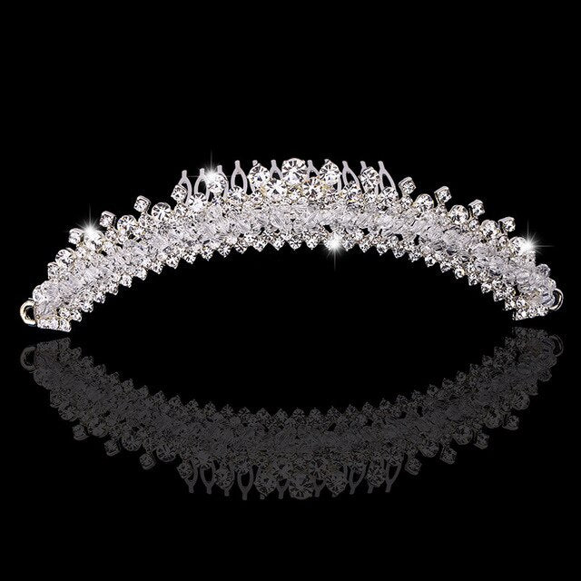 Silver-Plated Crystal and Rhinestone Tiara, Necklace & Earrings Jewelry Set-Jewelry Sets-Innovato Design-Innovato Design