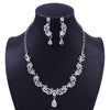 Cubic Zirconia, Leaf and Rhinestone Tiara, Necklace & Earrings Prom Jewelry Set-Jewelry Sets-Innovato Design-Innovato Design
