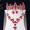 Silver-Plated Red Crystal, Flower and Rhinestone Tiara, Necklace & Earrings Wedding Bridal Jewelry Set-Jewelry Sets-Innovato Design-Innovato Design