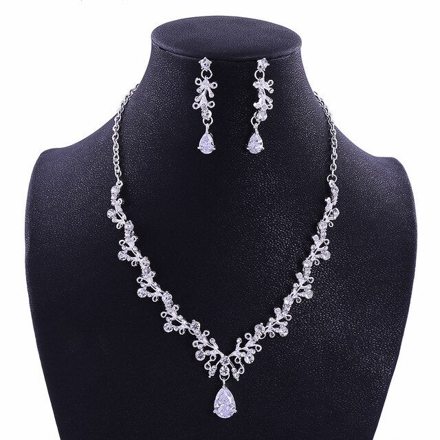 Crystal Beads, Cubic Zirconia and Rhinestone Tiara, Necklace & Earrings Jewelry Set-Jewelry Sets-Innovato Design-Innovato Design