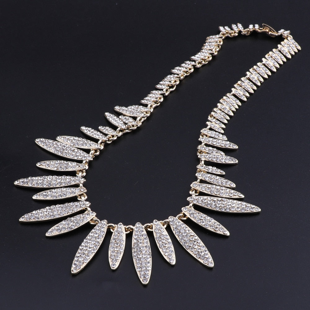 Crystal Boat Necklace, Bracelet, Earrings & Ring Wedding Statement Jewelry Set-Jewelry Sets-Innovato Design-Innovato Design