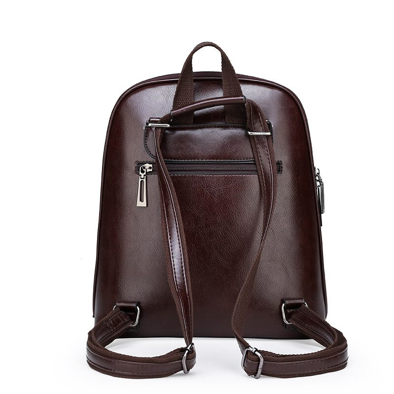 Oil Wax Leather Shoulder Bag, School Backpack, and Travel Bag-Backpacks-Innovato Design-Coffee-Innovato Design