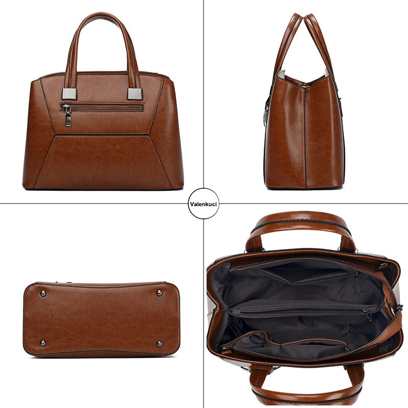 Luxury Casual Designer PU Leather Tote Bag, Crossbody Bag and Handbag-Handbags-Innovato Design-Brown-Innovato Design