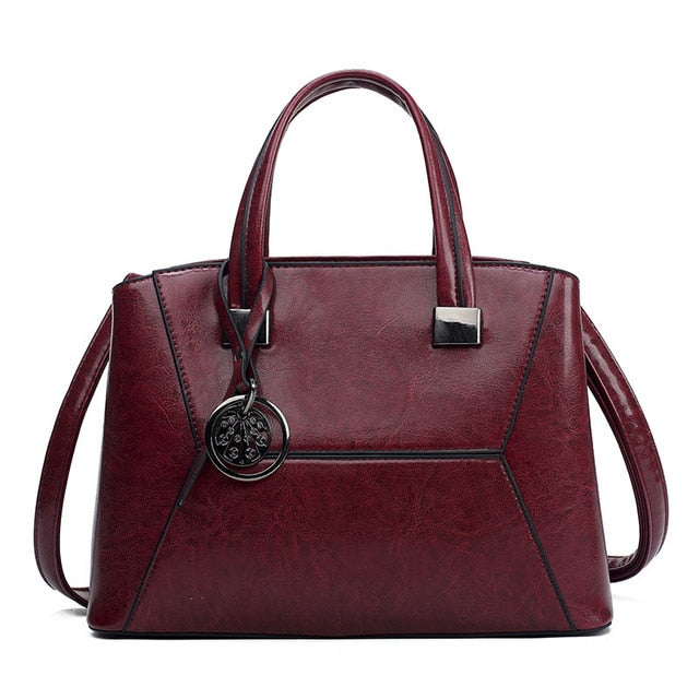 Luxury Casual Designer PU Leather Tote Bag, Crossbody Bag and Handbag-Handbags-Innovato Design-Burgundy-Innovato Design