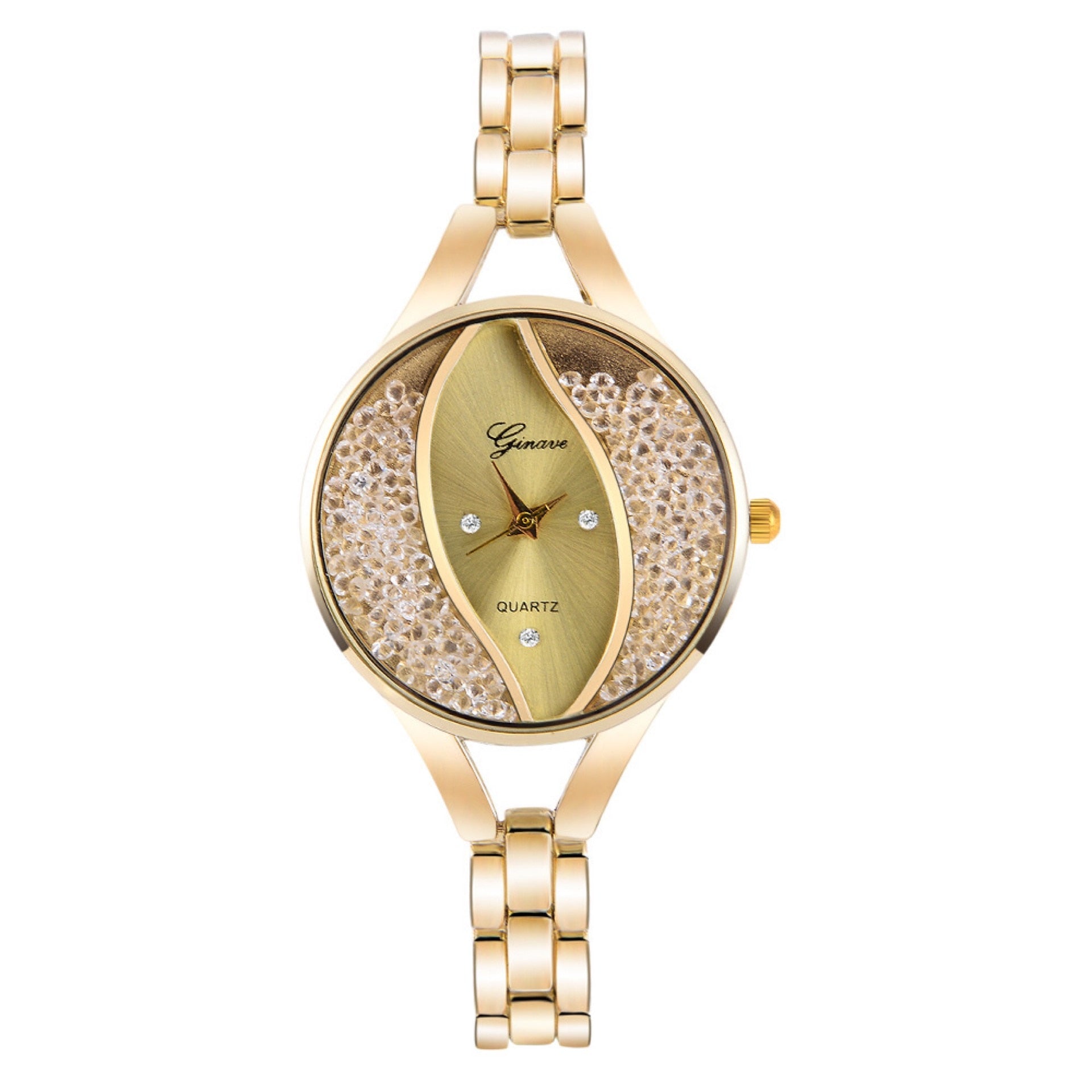 Women Diamond Quartz Watch and Bracelets Jewelry Set-Jewelry Sets-Innovato Design-Gold-Innovato Design
