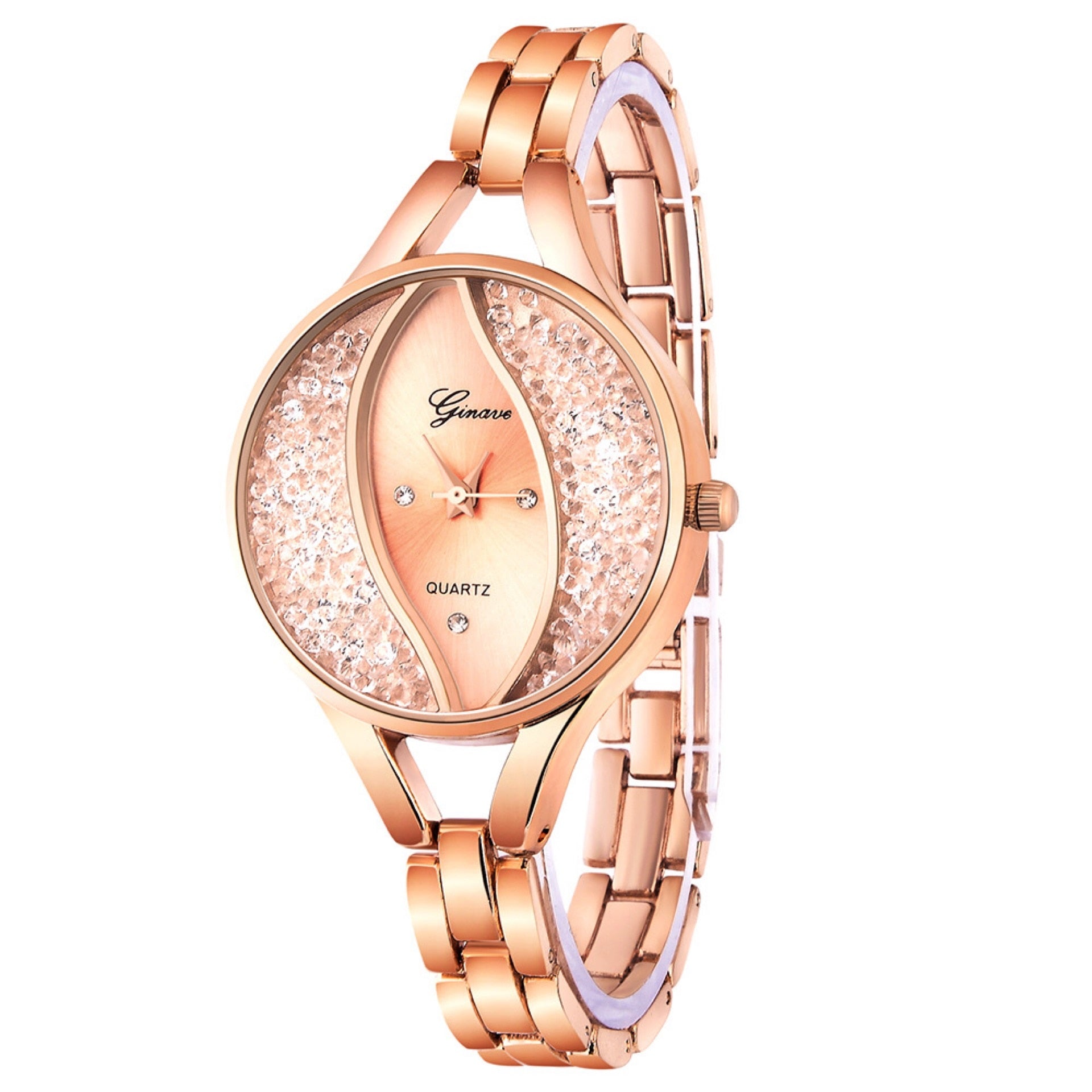 Women Diamond Quartz Watch and Bracelets Jewelry Set-Jewelry Sets-Innovato Design-Gold-Innovato Design