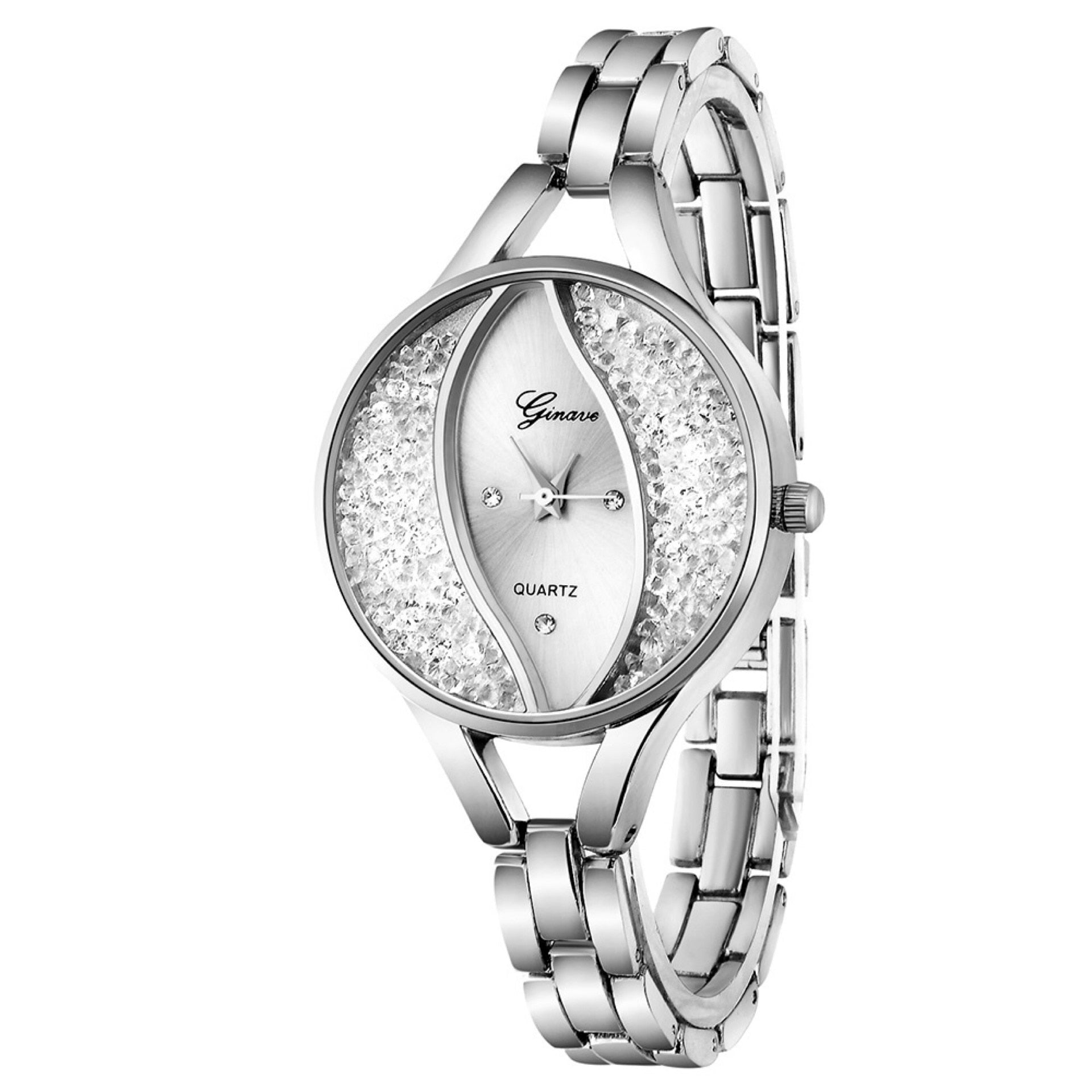 Women Diamond Quartz Watch and Bracelets Jewelry Set-Jewelry Sets-Innovato Design-Gold-Innovato Design