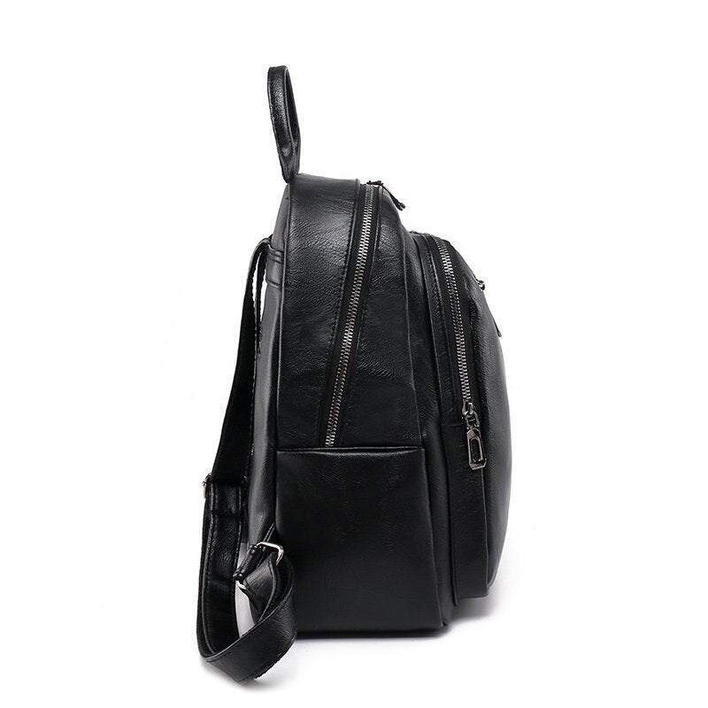 Large Capacity Designer Multifunction Soft PU Leather College Style Backpack and Travel Bag-Backpacks-Innovato Design-Black-Innovato Design