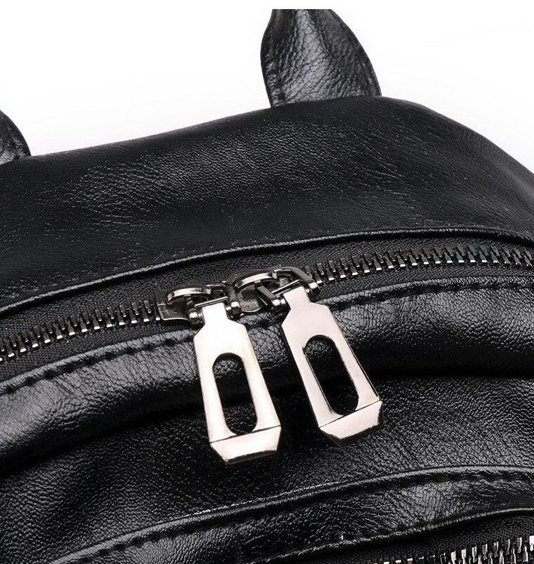 Large Capacity Designer Multifunction Soft PU Leather College Style Backpack and Travel Bag-Backpacks-Innovato Design-Black-Innovato Design