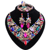 Rhinestone and Crystal Necklace, Bracelet, Earrings & Ring Wedding Jewelry Set-Jewelry Sets-Innovato Design-Rainbow-Innovato Design
